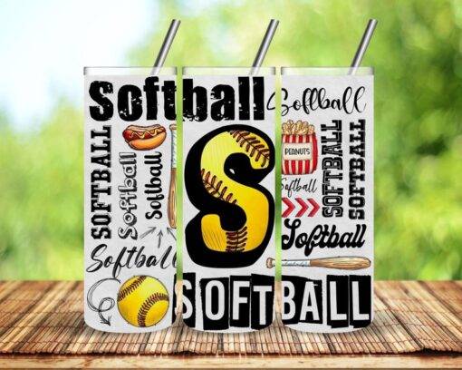 Softball Wordy Sublimation Tumbler