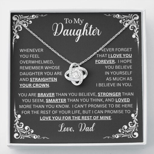 To My Daughter Necklace Gift From Dad, Daughter Gift, Inspirational Strength Gift, Daughter Necklace, Love Knot