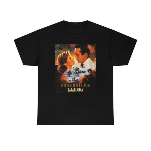 Casablanca Unisex T-Shirt | Classic Humphrey Bogart Ingrid Bergman War Movie Poster Shirt, Vintage Love Drama Art Tshirt