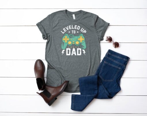 Leveled Up to Dad, Promoted to Dad, Daddy shirt, Fathers Day Tee, Gift For Dad, Funny Shirt, Gift for him