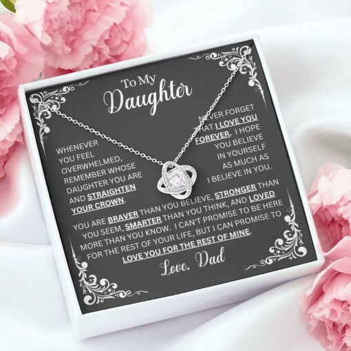 To My Daughter Necklace Gift From Dad, Daughter Gift, Inspirational Strength Gift, Daughter Necklace, Love Knot