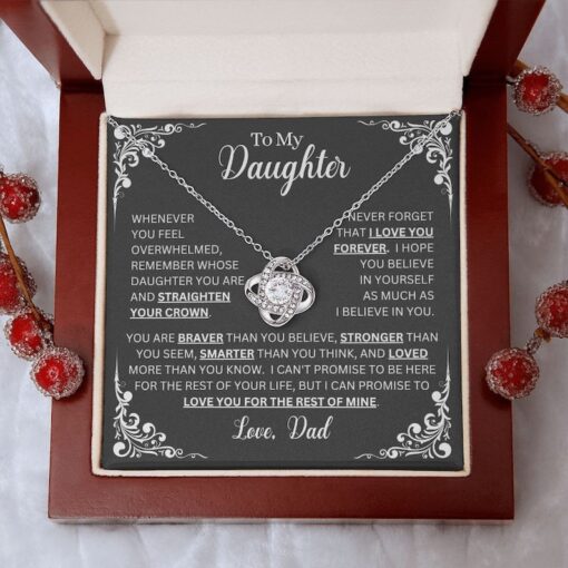 To My Daughter Necklace Gift From Dad, Daughter Gift, Inspirational Strength Gift, Daughter Necklace, Love Knot