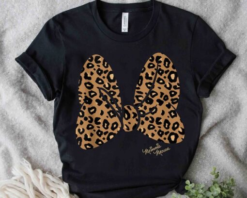 Cute Disney Minnie Mouse Leopard Print Bow Shirt