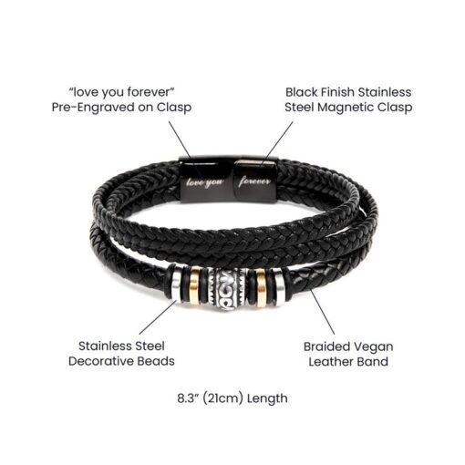 To My Dad - Thank You For Spending Your Entire Life - Luxury Leather Engraved Bracelet | Gift For Dad