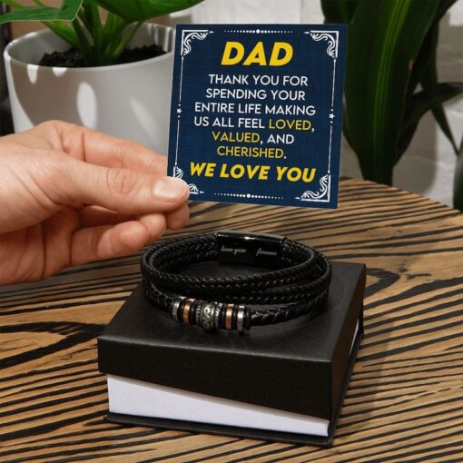 To My Dad - Thank You For Spending Your Entire Life - Luxury Leather Engraved Bracelet | Gift For Dad