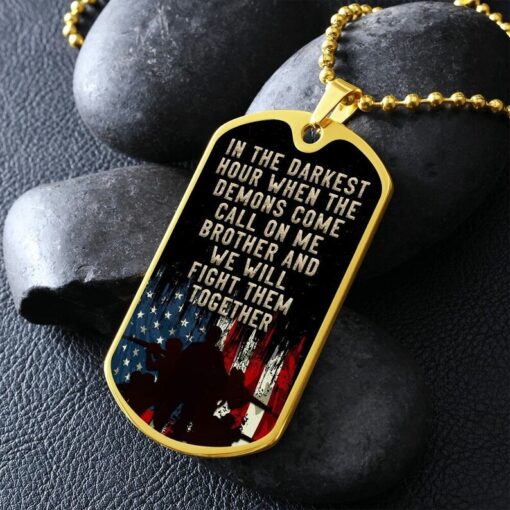 Darkest Hour Dog Tags | Sons Birthday | Memorial Dog Tag | Surgical Steel Us Army Dog Tag Id Set | Engraved Necklace