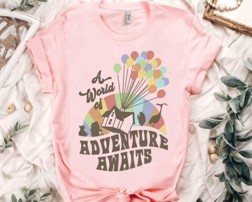 Disney Pixar Up A World Of Adventure Awaits Rainbow House Balloons Shirt