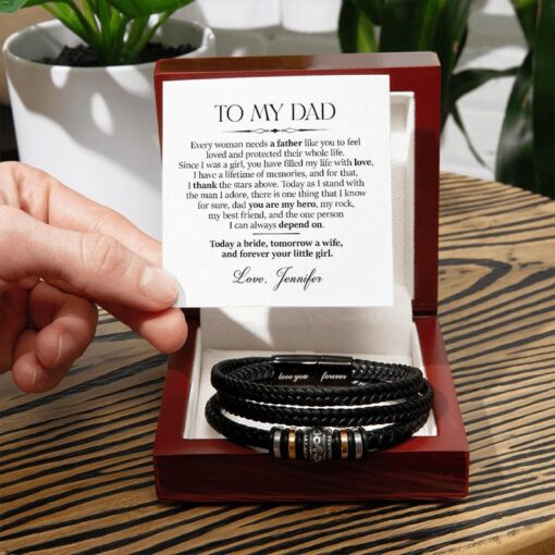 Father of the Bride Gift, To Dad Bracelet from The Bride, Personalised Father and Daughter Wedding Gift