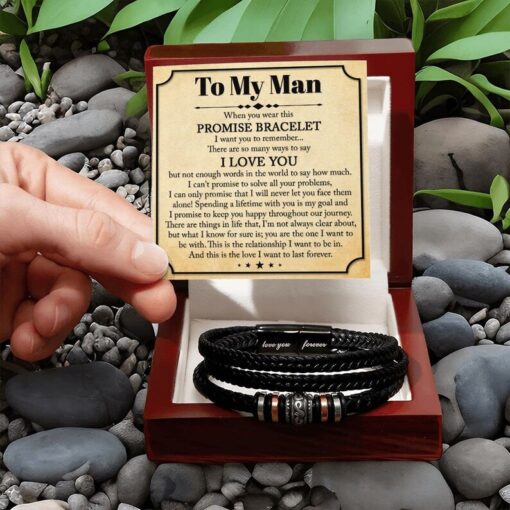 To My Man Vegan Leather Bracelet, Promise Bracelet Gift for Him, Boyfriend Birthday Gift, Anniversary Gift for Him