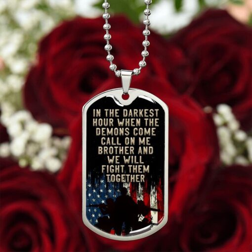 Darkest Hour Dog Tags | Sons Birthday | Memorial Dog Tag | Surgical Steel Us Army Dog Tag Id Set | Engraved Necklace