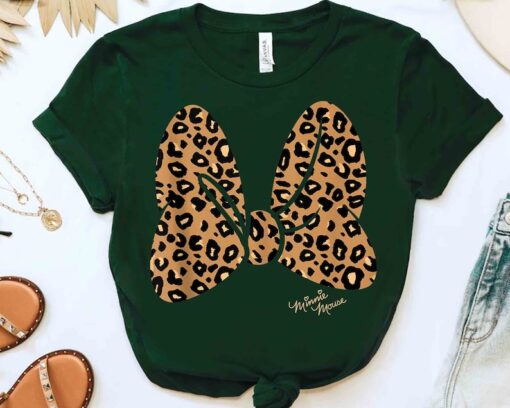 Cute Disney Minnie Mouse Leopard Print Bow Shirt