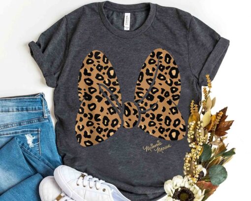 Cute Disney Minnie Mouse Leopard Print Bow Shirt