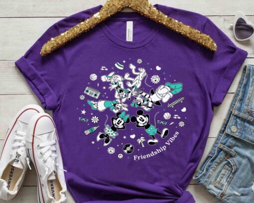 Cute Disney Mickey And Friends Retro Friendship Vibes Retro Shirt, Mickey Minnie Tee