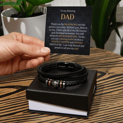 To Dad Braided Leather Bracelet-I Will Always Be With You, Personalized Gift for Him, Christmas Gift