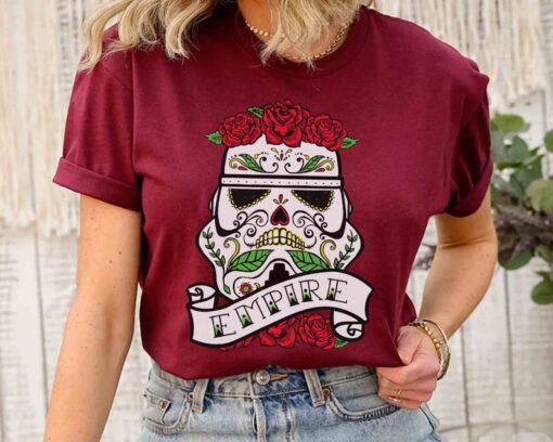 Star Wars Stormtrooper Sugar Skull Roses Empire Tattoo Shirt