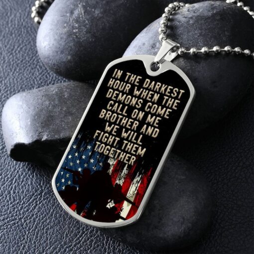 Darkest Hour Dog Tags | Sons Birthday | Memorial Dog Tag | Surgical Steel Us Army Dog Tag Id Set | Engraved Necklace