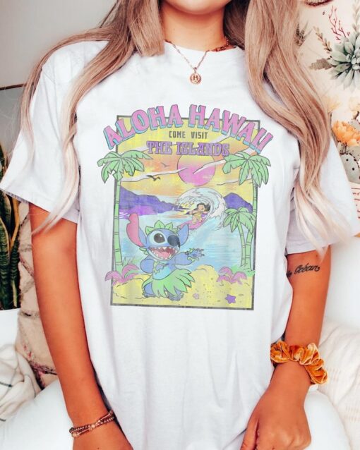 Retro Lilo & Stitch Aloha Hawaii Come Visit The Islands Shirt / Happy Stitch 626 Day Jun 26th T-shirt / Summer Vacation