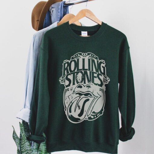 Rolling Stones Unisex Sweatshirt Vintage Rock Band Rolling Stones Tour Distressed 70s 80s Oversized Crewneck Music