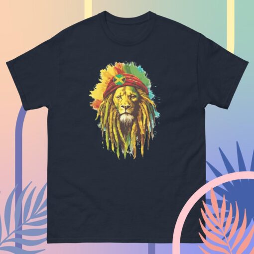 Jamaican Rasta Lion with Jamaica Flag Reggae Vibes Men's Classic T-shirt