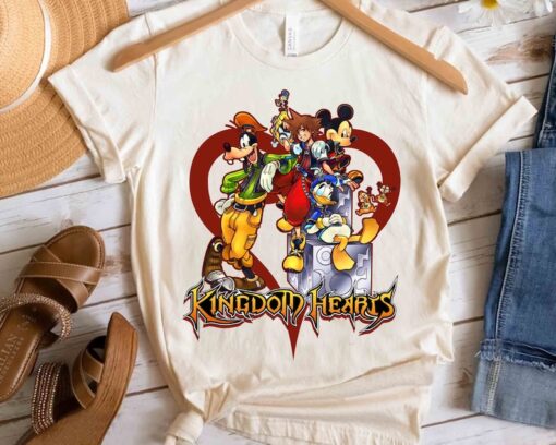 Disney Kingdom Hearts Mickey Goofy Donald Group Heart Shirt