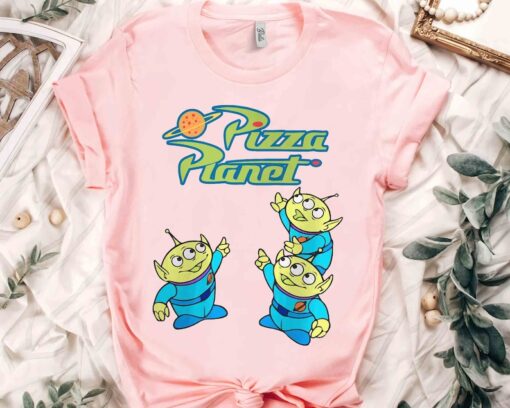 Disney Pixar Toy Story Funny Aliens Pizza Planet Space Shirt