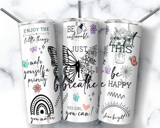 Positive Affirmations Tumbler, Motivational Cup, Mental Health Gift, Positive Quote Tumbler