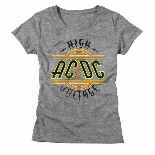 ACDC Women's T-Shirt High Voltage Album Cover Graphic Tee Vintage Heavy Metal Rock Band Concert Tour Merch AC/DC band