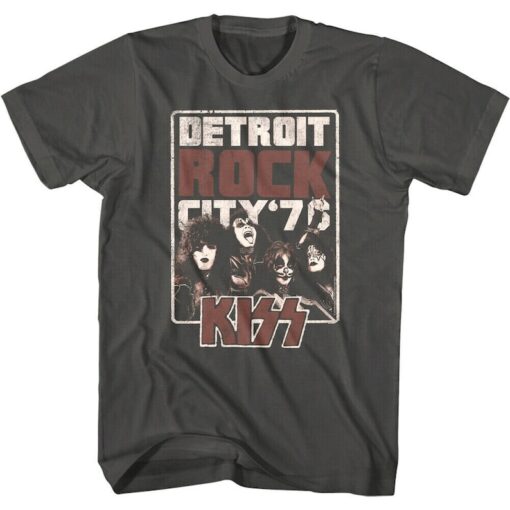 Kiss Men's T-Shirt Detroit Rock City 76 Charcoal Shirt Men Clothing Sizes S to 2XL 100% Cotton Gift For Him Husband