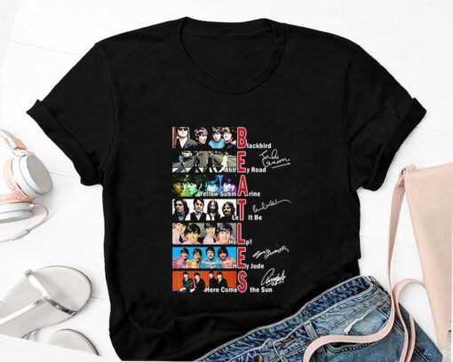 90s Vintage The Beatles Song List Shirt, Signature The Beatles Band Shirt, Rock Band The Beatles Unisex Shirt