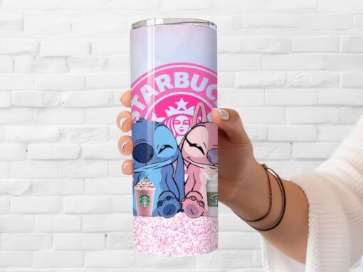 Stitch Themed Tumbler - Insulated Stainless Steel 20 oz. Skinny Tumbler with Lid and Straw - Can be Personalized