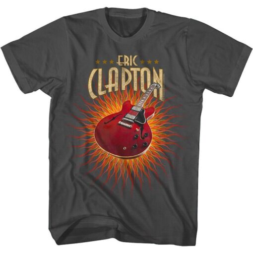 Eric Clapton T-Shirt Gibson Guitar Flames Men's Graphic Tee Guitar Legend Rock Music Merch Vintage ConcerT-shirt Tour