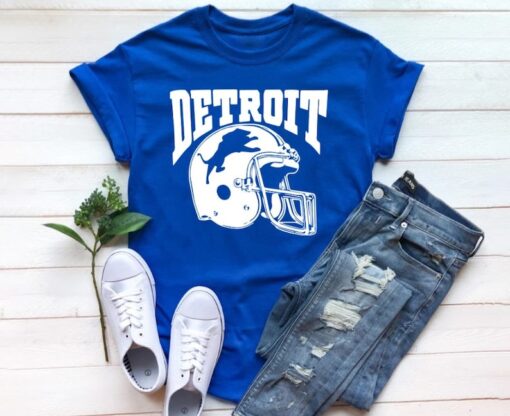 Detroit Football Classic Helmet Vintage 90s Unisex Royal Blue Shirt, Detroit Football Team Retro TShirt