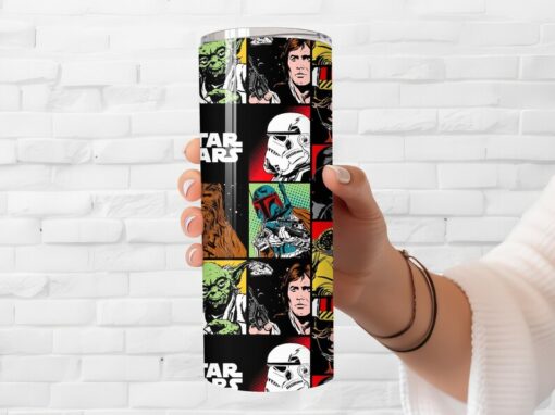 Star Wars Themed Tumbler - Insulated Stainless Steel 20 oz. Skinny Tumbler with Lid and Straw