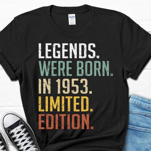 Legends Were Born In 1953, 70th Birthday T-Shirt For Him, Turning 70 Shirt, Gift From Wife, 70 Bday Men's Tee