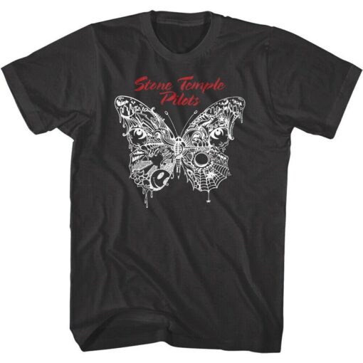 Stone Temple Pilots Men's T-Shirt Butterfly Album Cover Black Graphic Tee Alt Rock Band Concert Merch Vintage Style