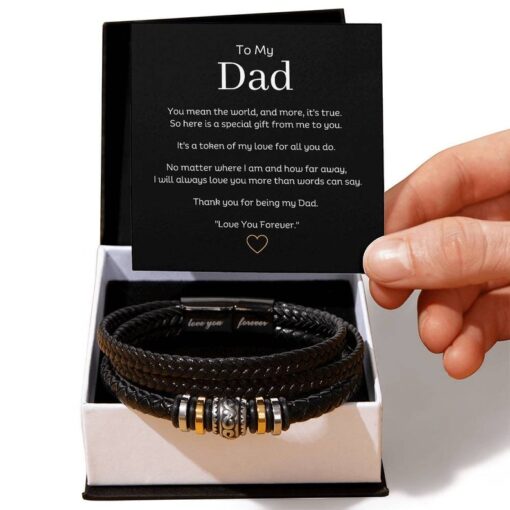 To My Dad Bead Leather Bracelet Ideal Dad Christmas Gift, Dad Birthday Gift, Personalised Gift