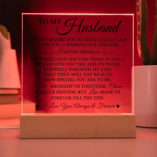 To My Husband "I Can't Live Without You" Acrylic Plaque, Meaningful Gift for Husband, Gift from Wife