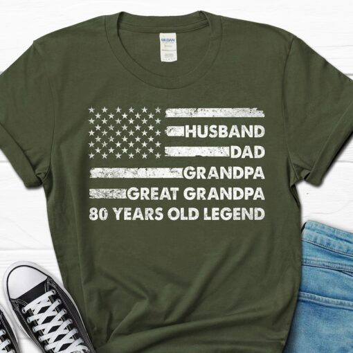 Husband Dad Grandpa Great Grandpa 80 Year Old Legend Men's Shirt, Born In 1943 Grandpa Gift For Him