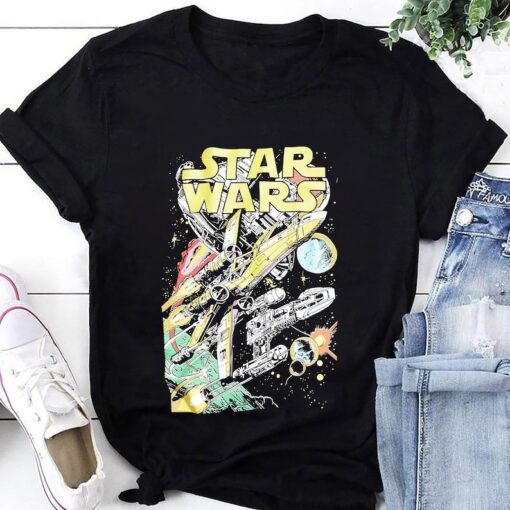 Star Wars X-Wing/Y-Wing Space Scene T-Shirt, Star Wars Shirt Fan Gift, Star Wars Lover Shirt, Star Wars Movie Shirt