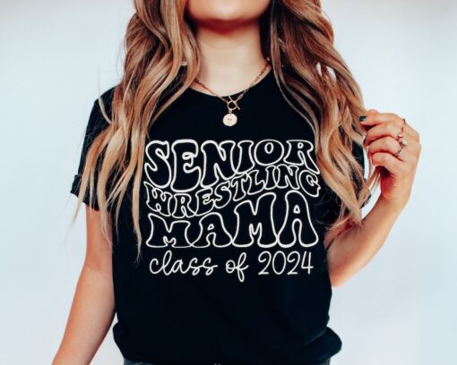 Retro Senior Wrestling Mom Shirt Class of 2024 Mama T-Shirt Senior Boy Mama Tee Senior Grandma Custom Wrestling Match