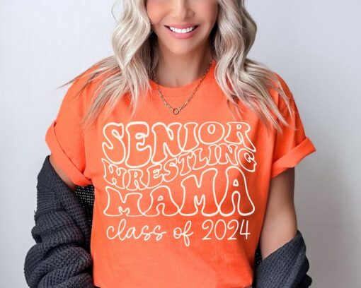 Retro Senior Wrestling Mom Shirt Class of 2024 Mama T-Shirt Senior Boy Mama Tee Senior Grandma Custom Wrestling Match