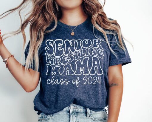 Retro Senior Wrestling Mom Shirt Class of 2024 Mama T-Shirt Senior Boy Mama Tee Senior Grandma Custom Wrestling Match