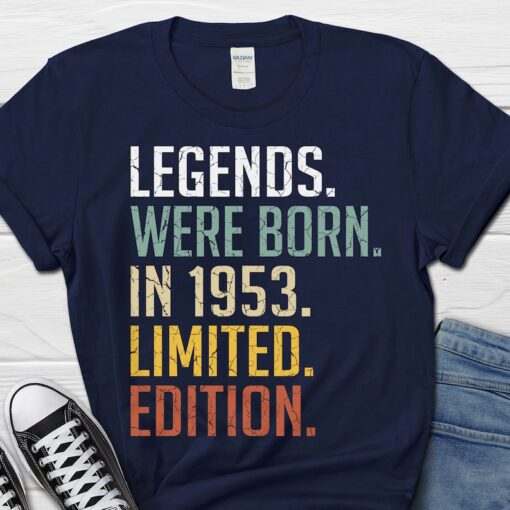 Legends Were Born In 1953, 70th Birthday T-Shirt For Him, Turning 70 Shirt, Gift From Wife, 70 Bday Men's Tee