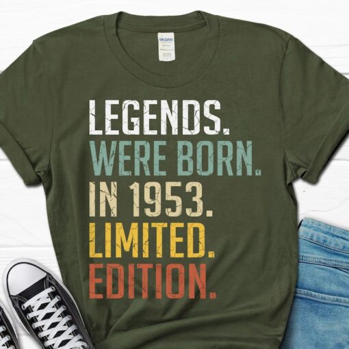 Legends Were Born In 1953, 70th Birthday T-Shirt For Him, Turning 70 Shirt, Gift From Wife, 70 Bday Men's Tee