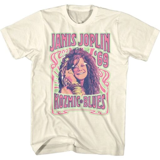 Janis Joplin Men's T-Shirt Kozmic Blues 69 Woodstock Hippie Queen