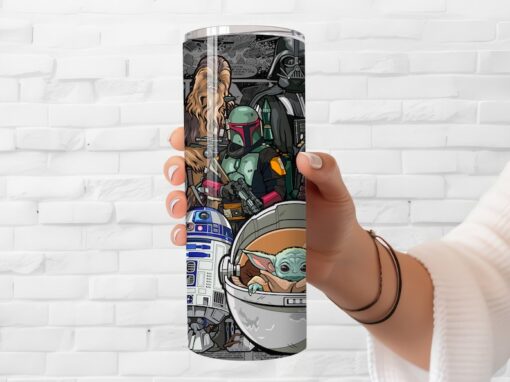 Star Wars Themed Tumbler - Insulated Stainless Steel 20 oz. Skinny Tumbler with Lid and Straw - Can be Personalized