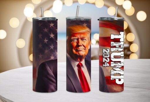 Trump 2024 Tumbler, 20 oz Tumbler 3D Inflated, Political Tumbler, Republican Tumbler, American Flag Tumbler