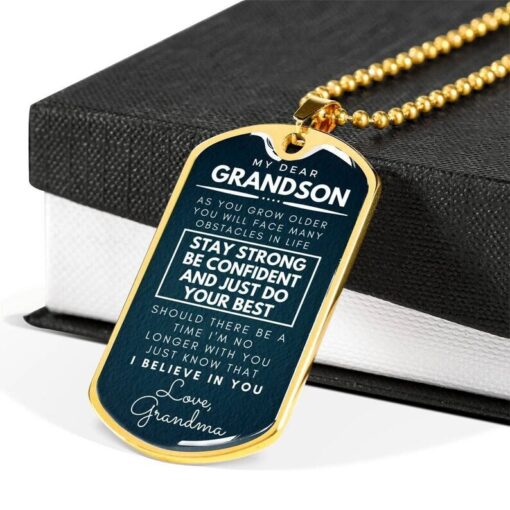 Family dog tag necklace my dear grandson, stay strong be confident and jusst do your best love grandma