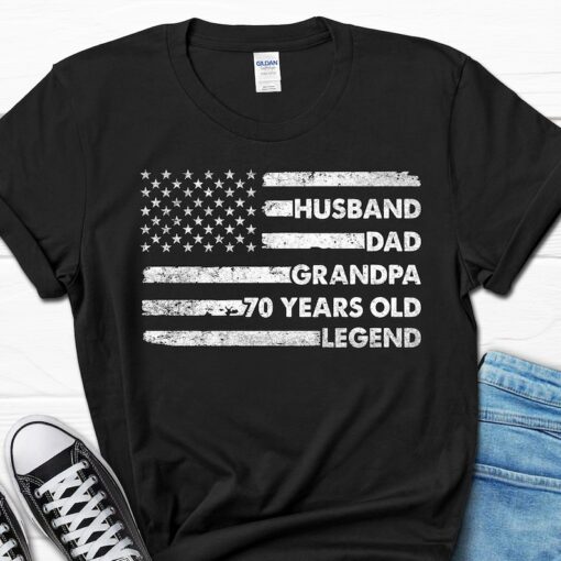 Husband Dad Grandpa 70 Year Old Legend Gift For Him, 70th Birthday Men's Shirt, Husband 70th Birthday T-Shirt For Men