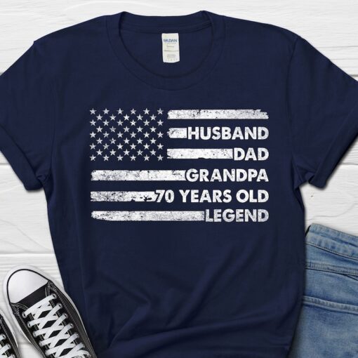 Husband Dad Grandpa 70 Year Old Legend Gift For Him, 70th Birthday Men's Shirt, Husband 70th Birthday T-Shirt For Men